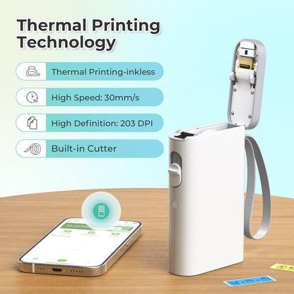 Label Maker Machine with Tape, P21 Bluetooth Label Printer, Wireless Mini Label Makers with Multiple Templates for School Office Home, White