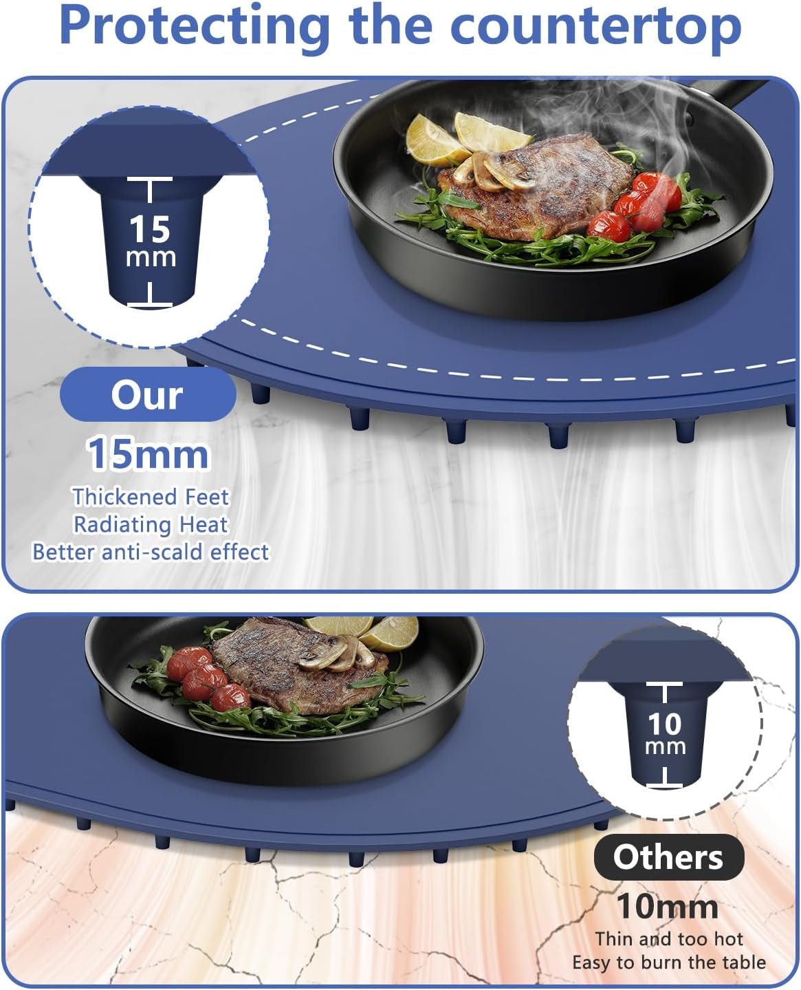 Warming Mat for Food with Adjustable Temperature Timer,10S Fast Heating Silicone Food Warmers for Parties Buffet and Home Daily,Food Warming Mat with Insulating Pad Raised Feet Protects Table