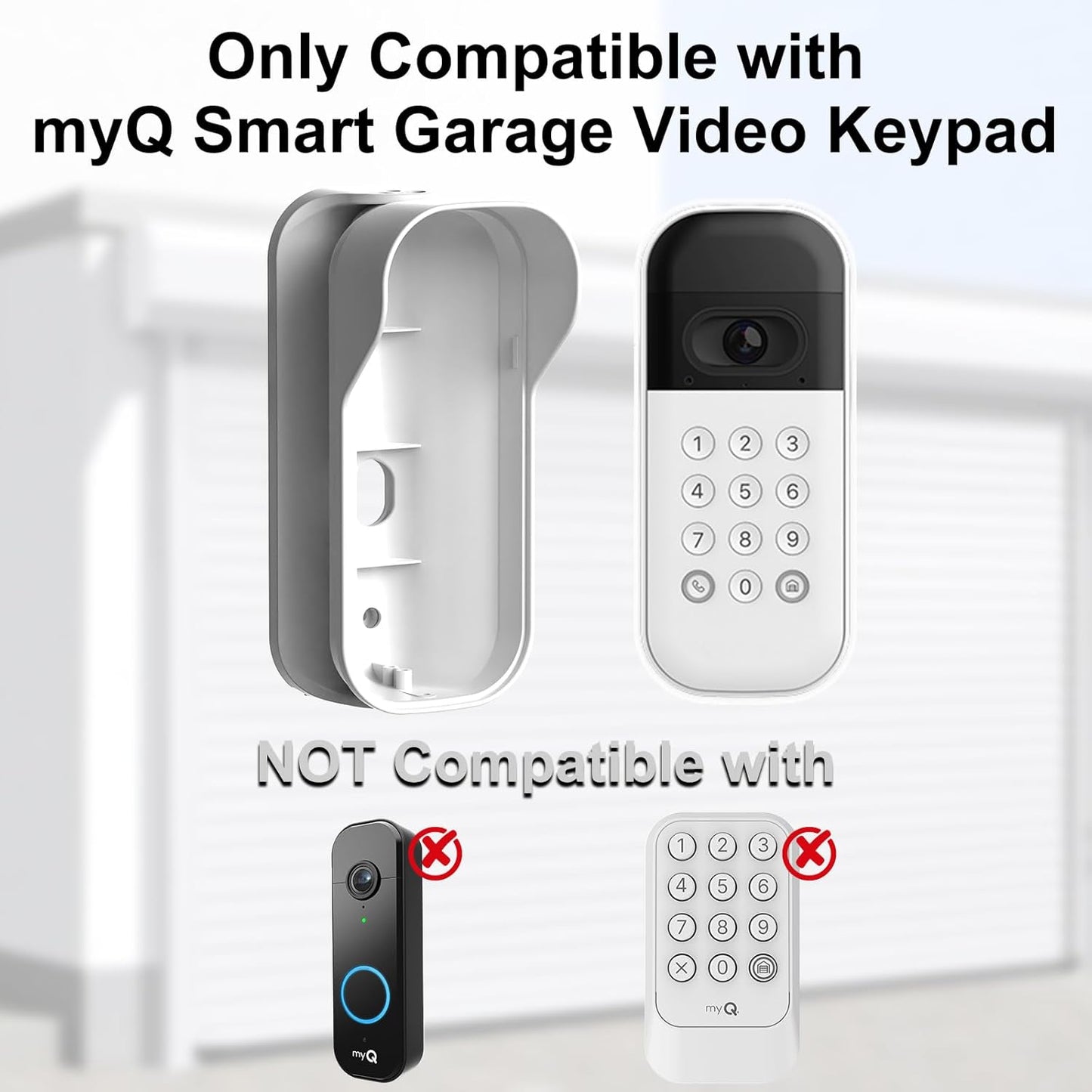 Swivel Mount for Myq Smart Garage Video Keypad, Weatherproof Angle Mounting Bracket for Myq, Left/Right Swivel for Wide Viewing Range (Video Keypad Is NOT Included) (White)
