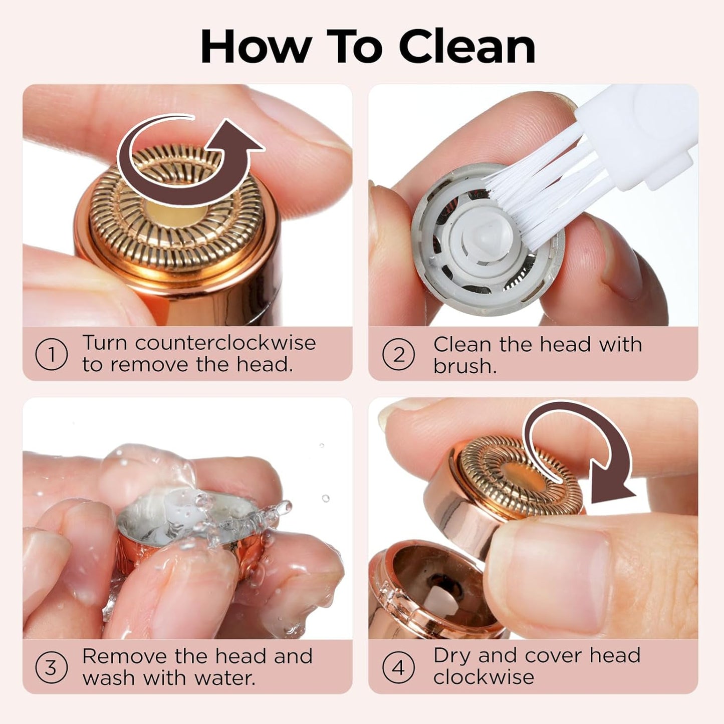 Facial Hair Removal for Women: Electric Face Razor with LED Light - Painless & Instant Results Mini Shaver for Travel Use (Rose Gold)