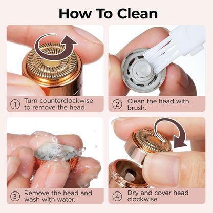 Facial Hair Removal for Women: Electric Face Razor with LED Light - Painless & Instant Results Mini Shaver for Travel Use (Rose Gold)