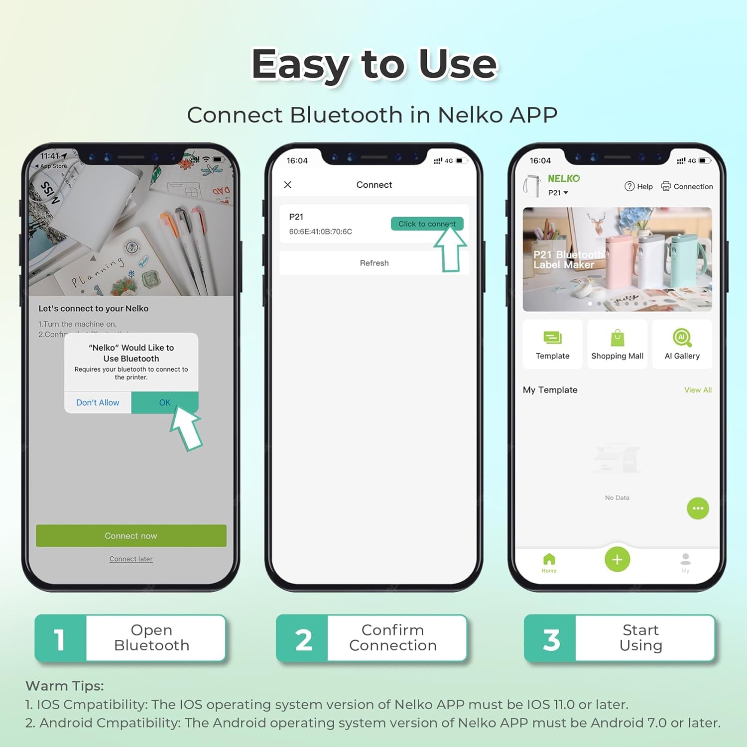 Label Maker Machine with Tape, P21 Bluetooth Label Printer, Wireless Mini Label Makers with Multiple Templates for School Office Home, White