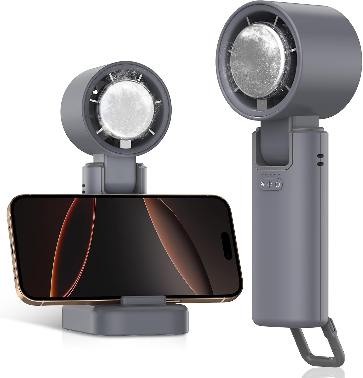 Portable Mini Handheld Fan with Ice Cooler, 180° Adjustable Head, Hook & Phone Stand, 13000RPM Turbo 5-Speed, 4000Mah Battery, Personal Fan for Travel/Office/Outdoor (Milky White)