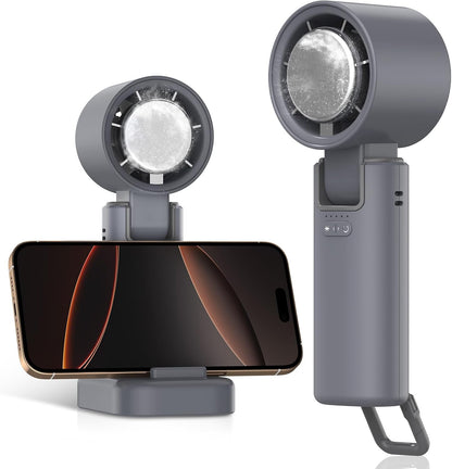 Portable Mini Handheld Fan with Ice Cooler, 180° Adjustable Head, Hook & Phone Stand, 13000RPM Turbo 5-Speed, 4000Mah Battery, Personal Fan for Travel/Office/Outdoor (Milky White)