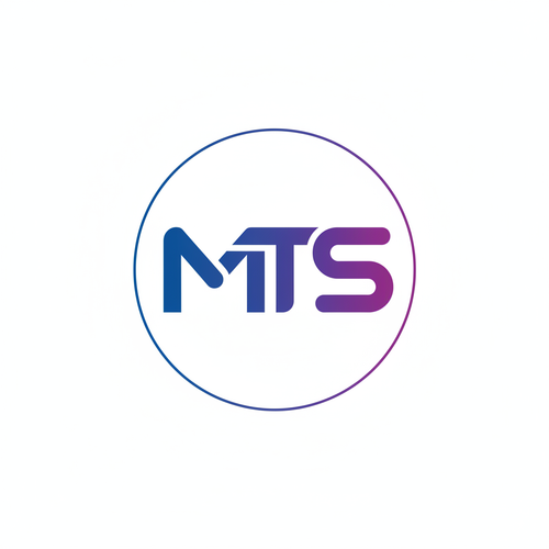 minimal design with the colors blue and purple. add the letters M, T, S in the middle