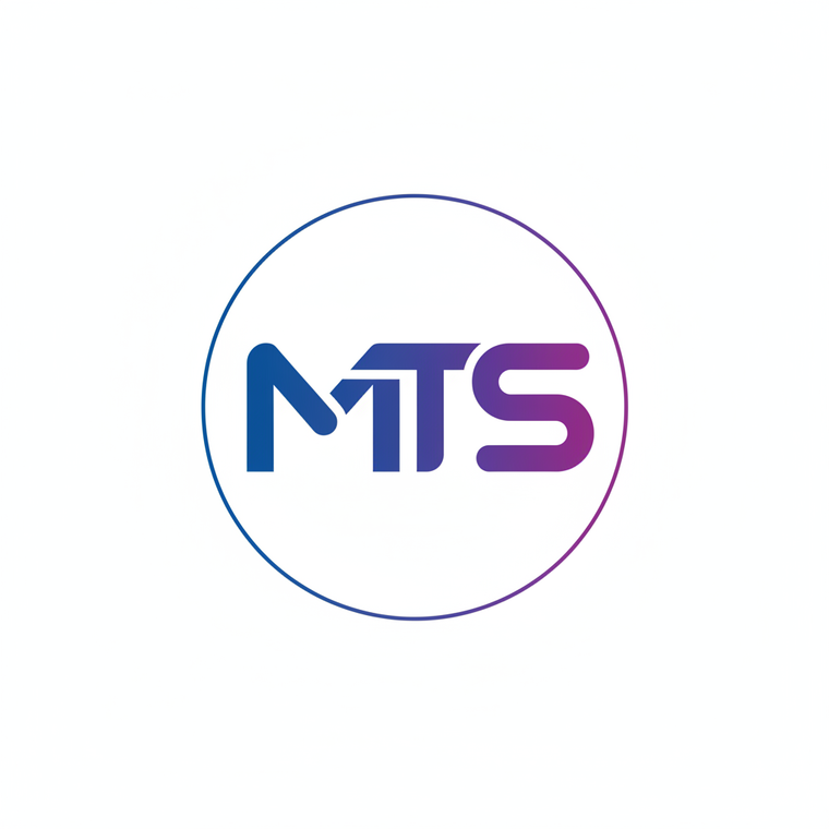minimal design with the colors blue and purple. add the letters M, T, S in the middle
